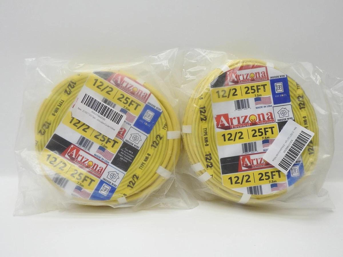 2pk - Arizona 12/2 Type NM-B Copper #12 AWG Ground Insulated Jacket Yellow