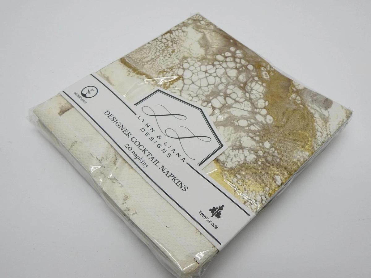 Lynn & Liana Designs Cocktail Napkins (x12 packs of 20 Napkins/Pack) Gold Quartz