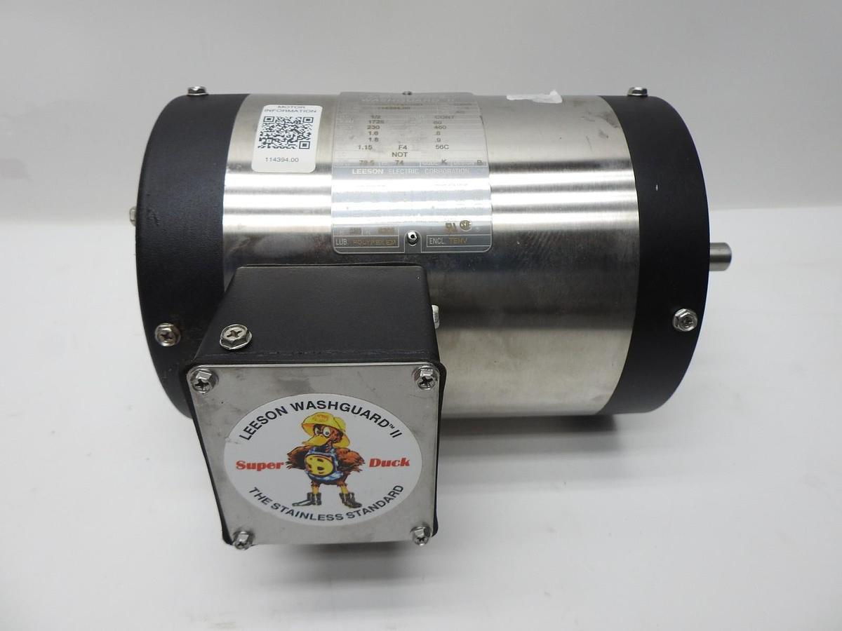 Leeson 114394.00 1/2HP Washdown Motor 3Ph 1800 RPM CZ6T17VC10D - BULK NEW!