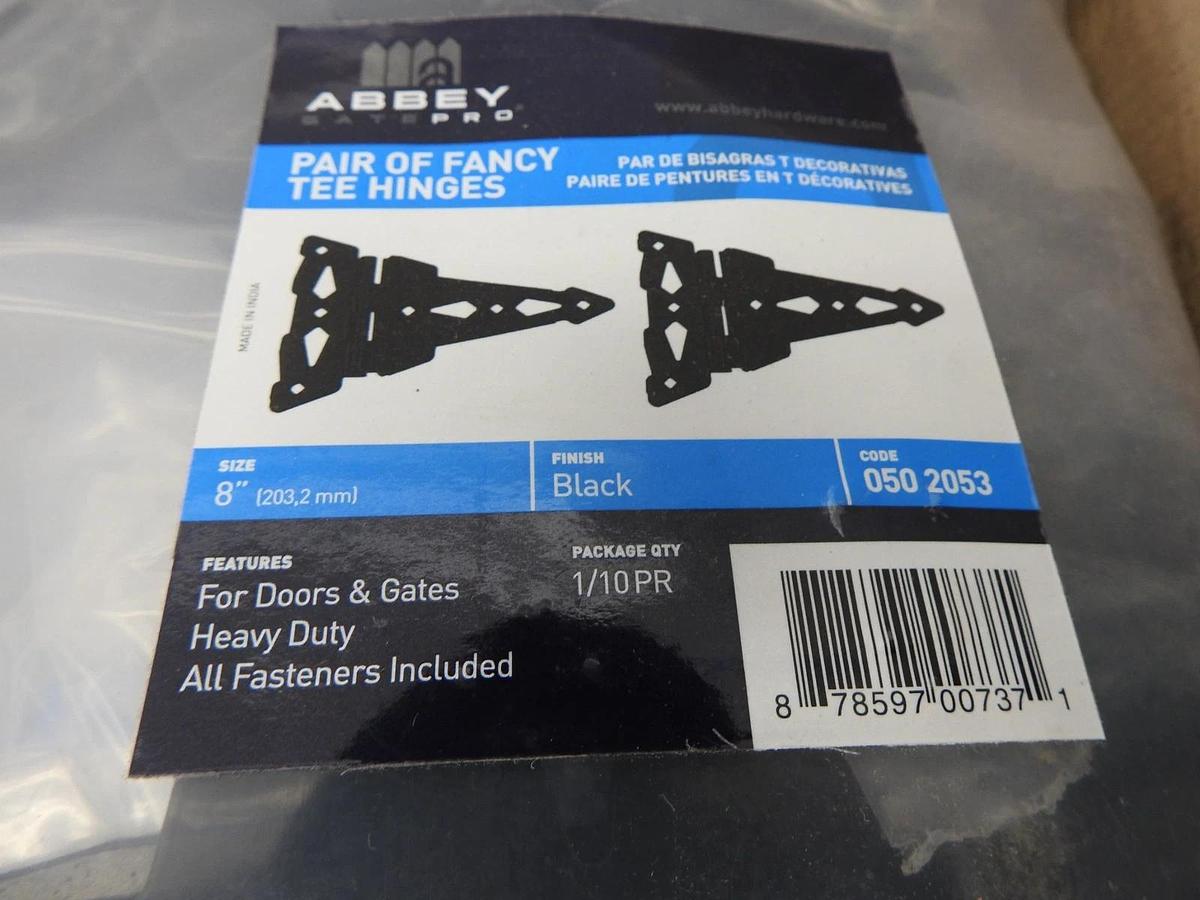 Abbey Gatepro 8" (203mm) Fancy Tee Hinges (10 PAIRS) 050-205-3, 0502053 Black