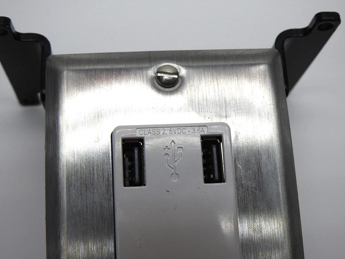 USB Combo Power Outlet 2-Port Steel Metallic 110V w/ Bracket