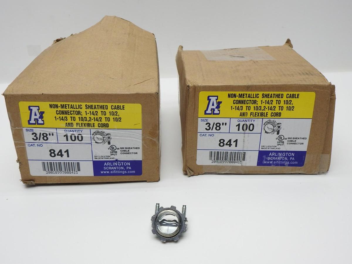 x200 Arlington 841 - 3/8" NMC Cable Connector LOT