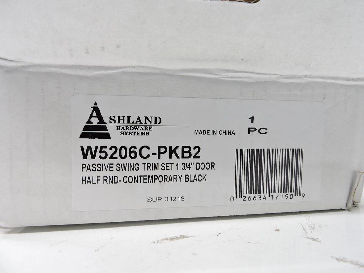 Ashland Hardware Passive Swing Trim Set 1 3/4" Door Half Rnd Contemporary Black