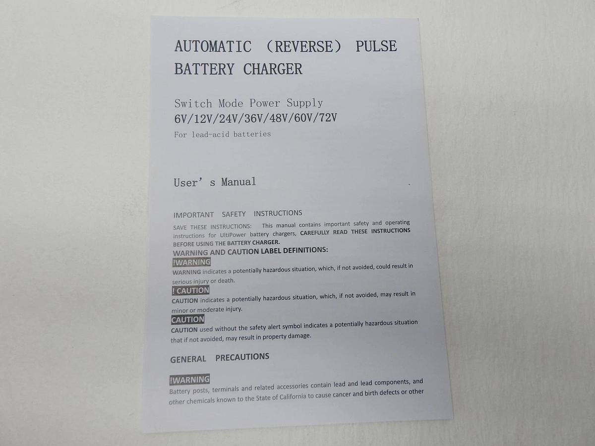 2-Wire Automatic Battery Charger 6V/12V/24V/36V/48V/60V/72V Yamaha EZ-GO - NEW