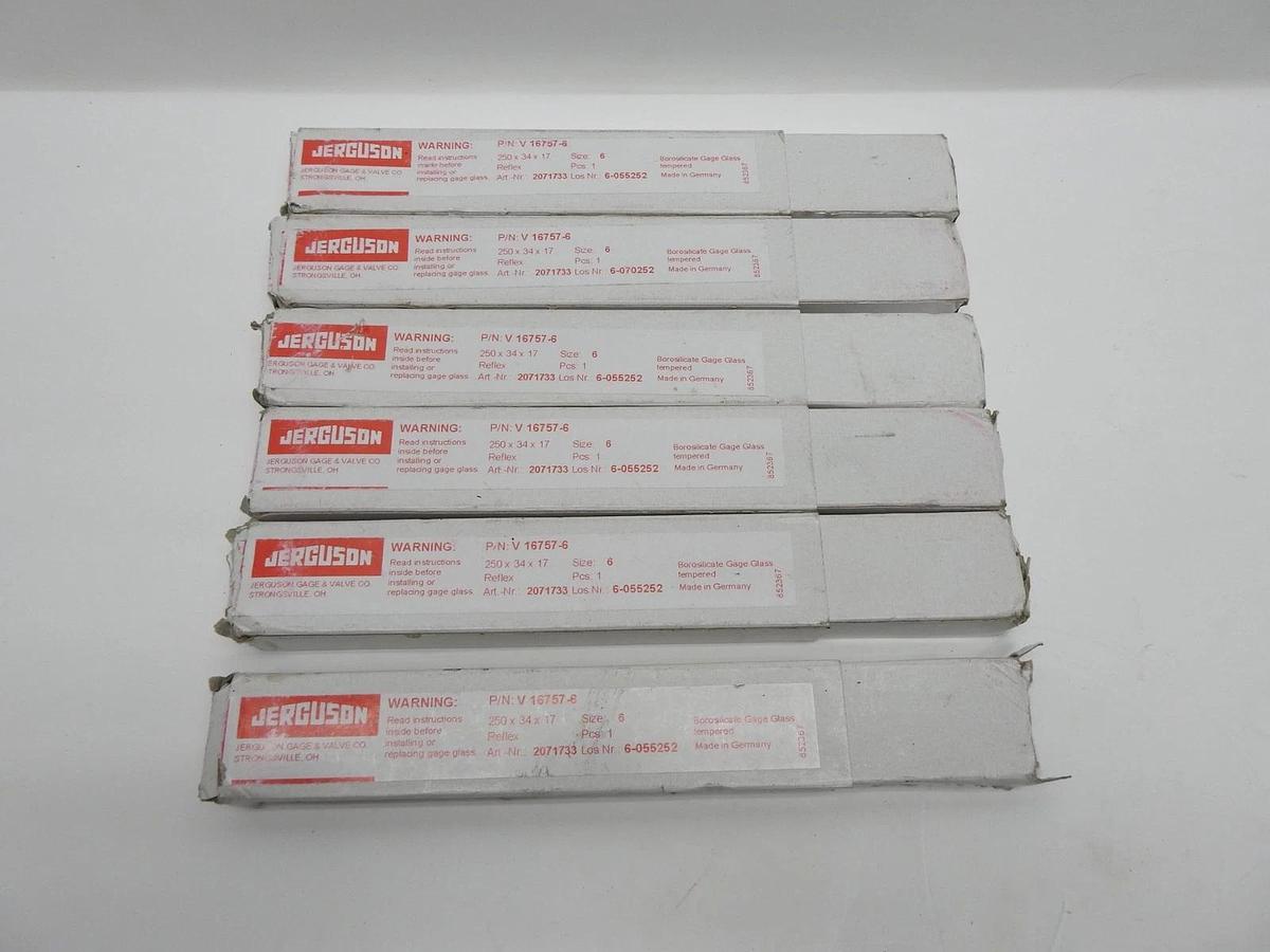Lot of 6 - Jerguson V16757 6 (Tempered Borosilicate) Size 6 Reflex Glass V 16757