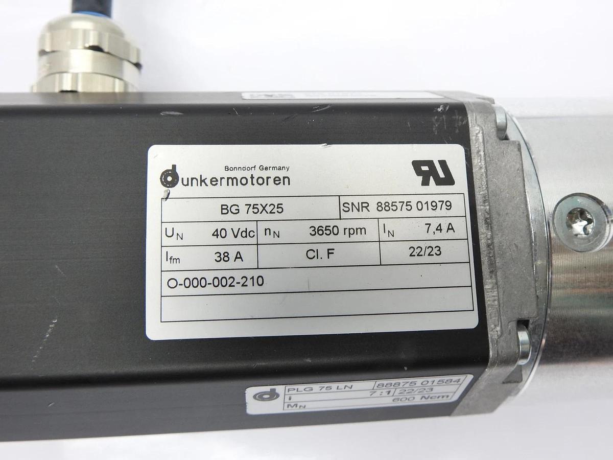 Dunkermotoren BG 75x25 (3650 rpm, 40 Vdc, 38 A, PLG 75 LN 88875 01584 Motor NEW!