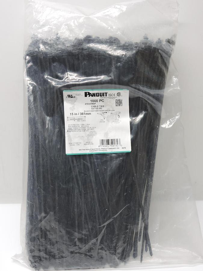 Panduit SST4S-M0 Sta-strap Cable Tie, Releasable, 15" Length, Bag of 1000 SEALED