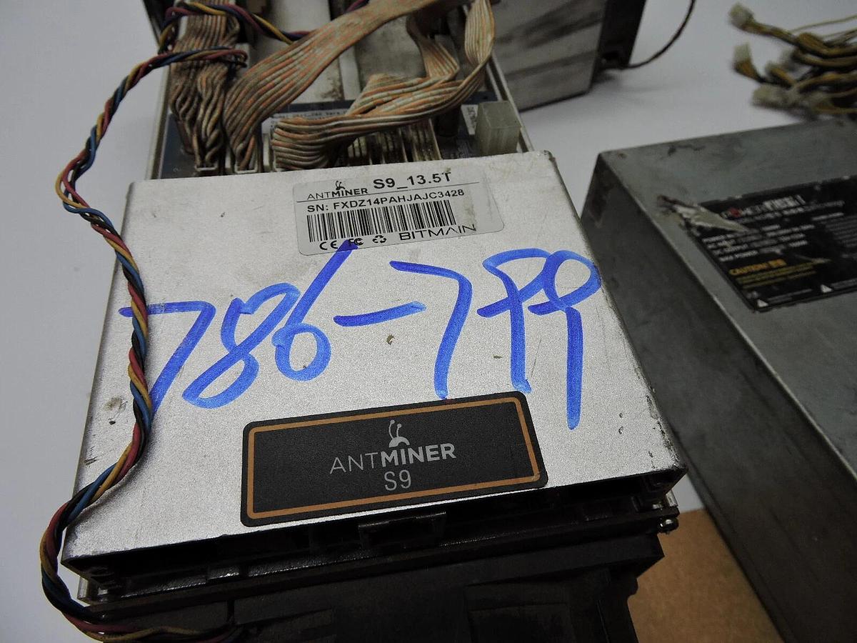 (Lot of 2) S9 Bit Miner Crypto Miners w/ power supplies - AS IS READ