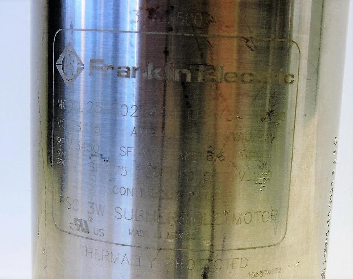 Franklin Electric PSC 3W 1/3HP .25KW Submersible Motor 4.8 AMP RPM 3450