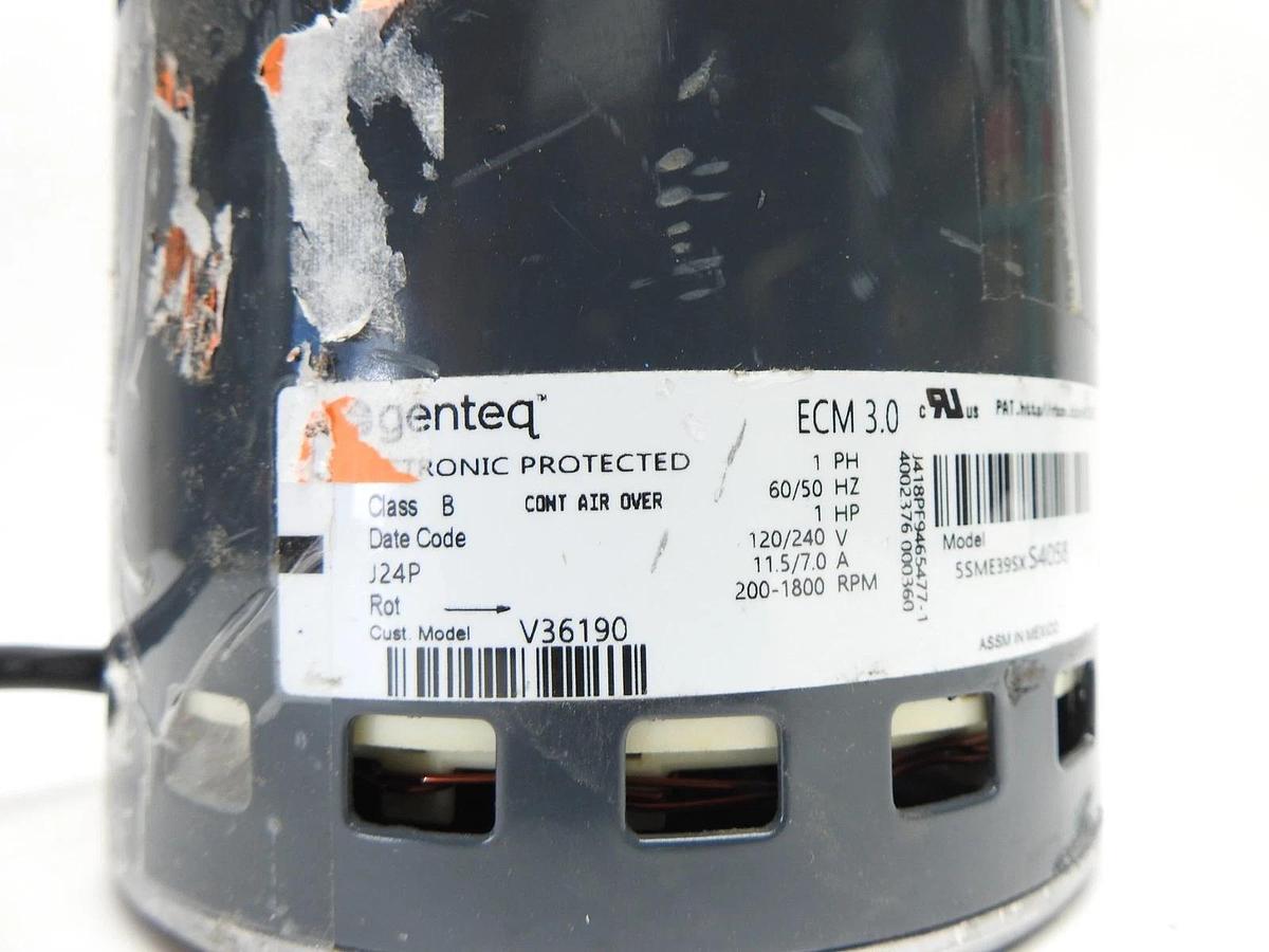 Genteq V36190 Direct Drive 1 HP Blower Motor: 5SME39SX S4058, 1PH, 120/24 - NEW