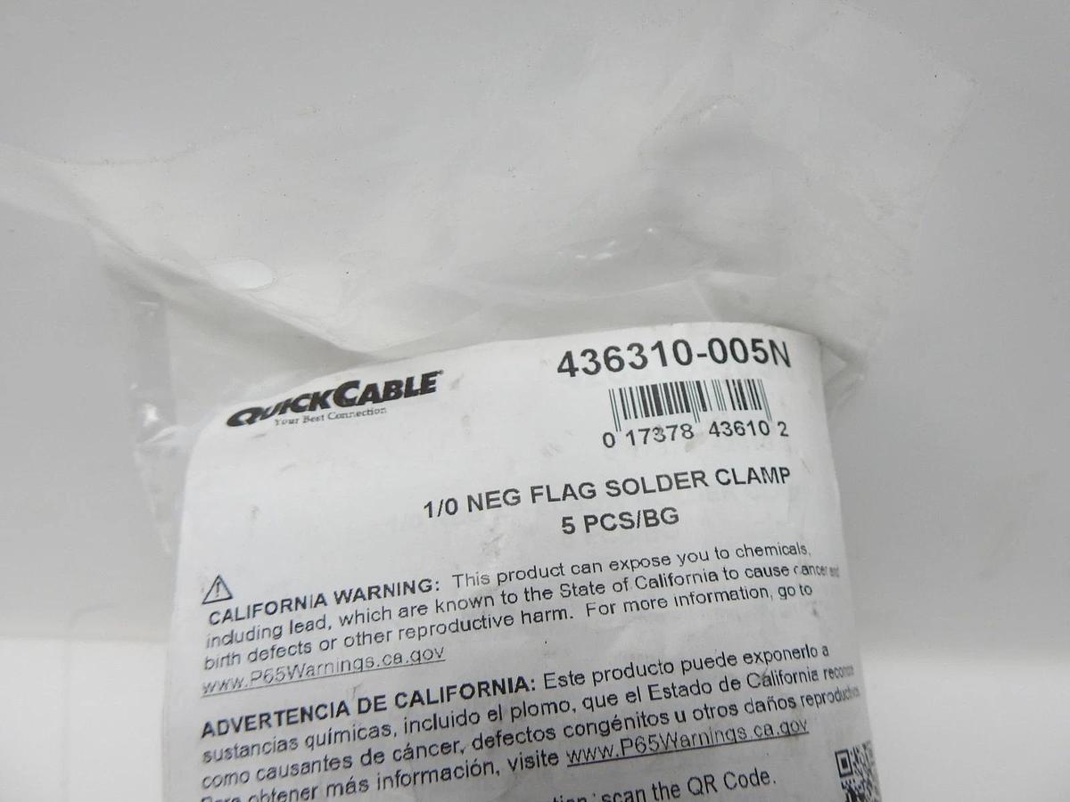 QuickCable 436310-005N 1/0 GA Negative Flag Clamp Fusion Battery Connector (5pk)