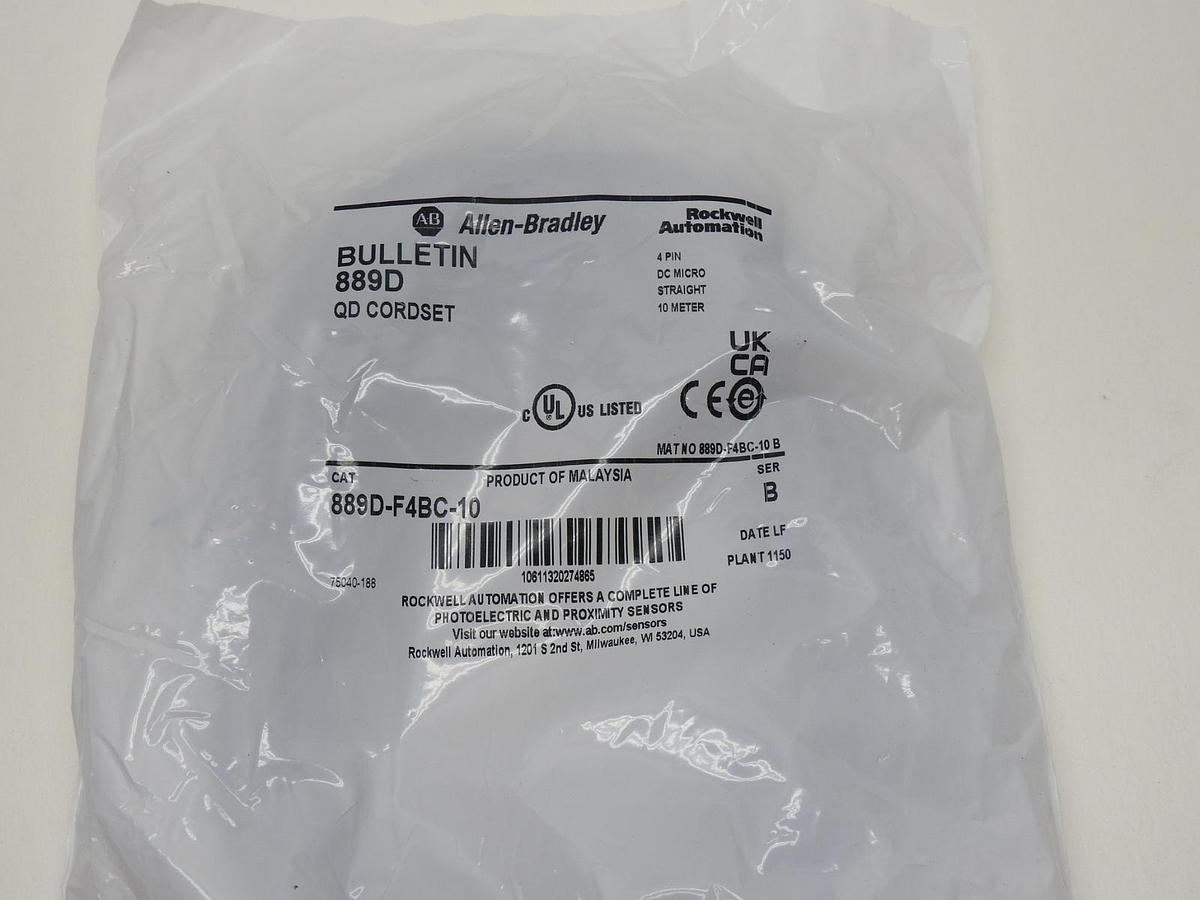 ALLEN BRADLEY 889D-F4BC-10 QD Cordset Ser B DC Micro 10m Straight - OEM NEW