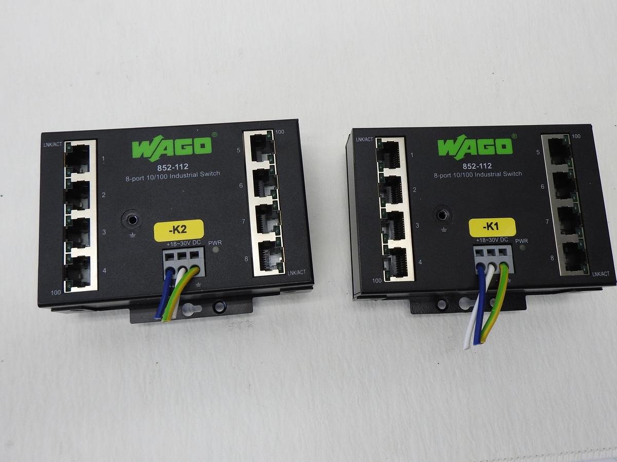Lot of 2 - Wago 852-112 , 8-Port Industrial Ethernet Switch - NEW TAKEOUTS