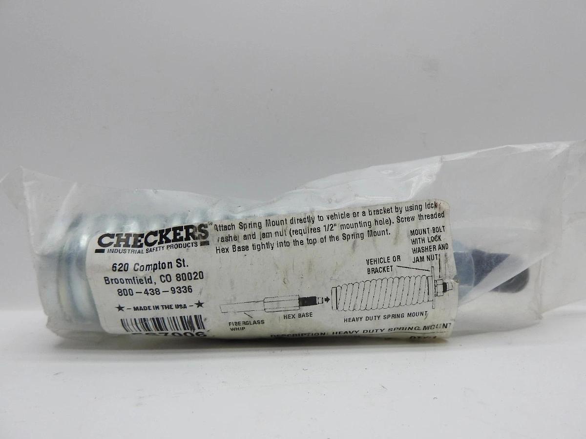 Checkers Chrome Plated Heavy Duty Spring Mount for Lighted Flagstaffs to 8' NEW