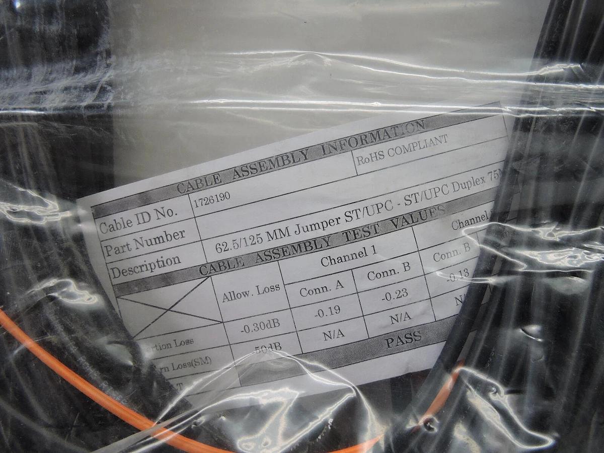 62.5/125 MM Jumper ST/UPC Duplex Fiber Patch Cable - 75M