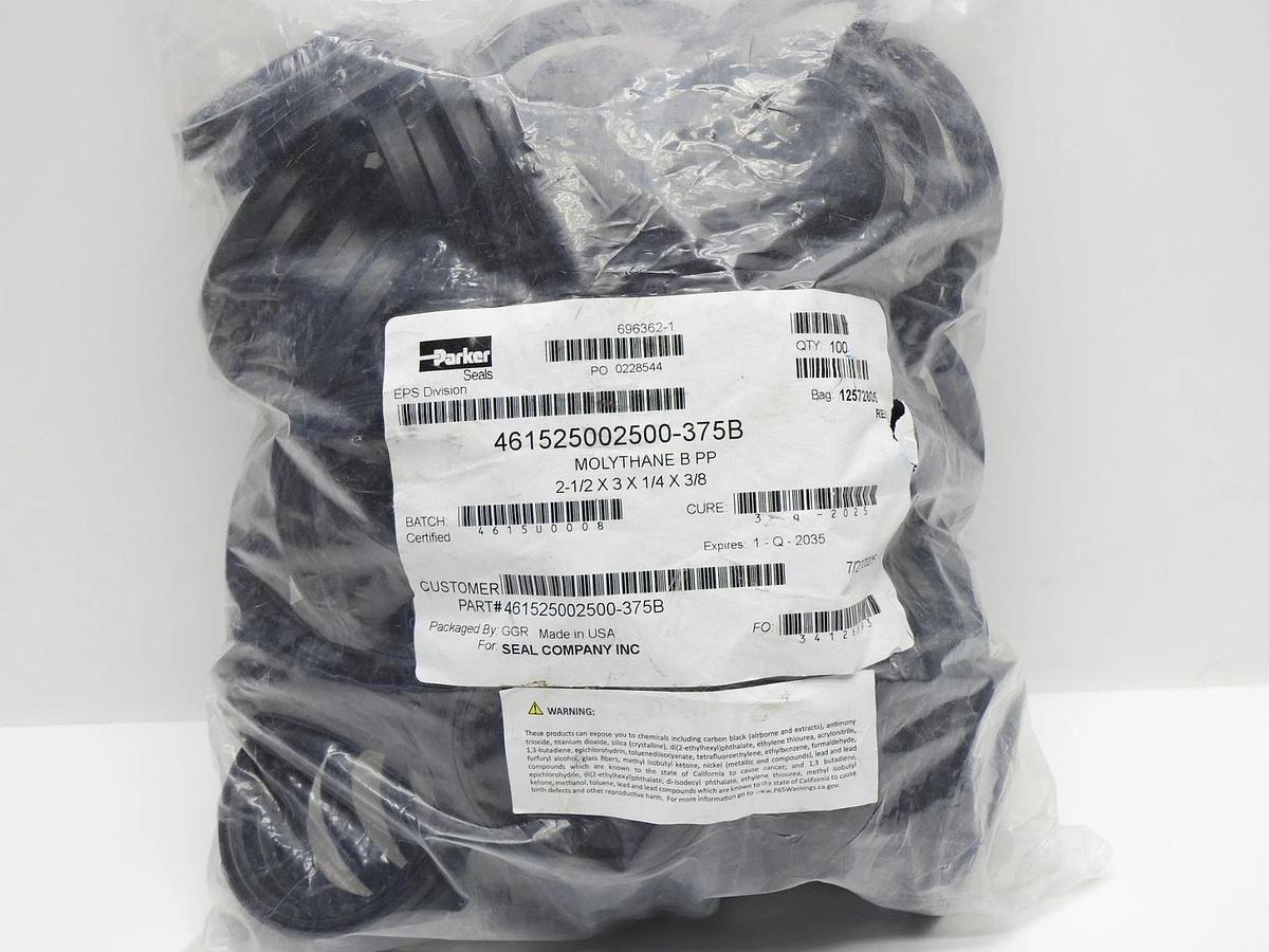 100x Parker 461525002500-375B PolyPak Hydraulic Seals Molythane B PP 2.5"x3"x.25
