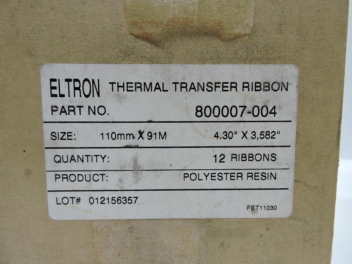 (12) Eltron Thermal Transfer Ribbon 110mm x 91M / 4.30" x 3,582" Polyester Resin