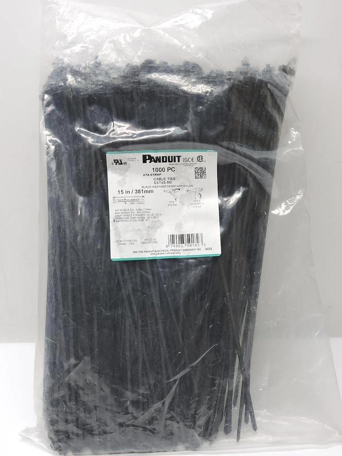 Panduit SST4S-M0 Sta-strap Cable Tie, Releasable, 15" Length, Bag of 1000 SEALED