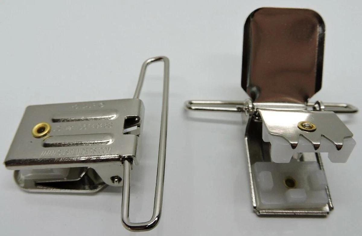 (10) Hold-Up Suspenders Heavy Duty JUMBO Nickel Plated Metal No-Slip Clips