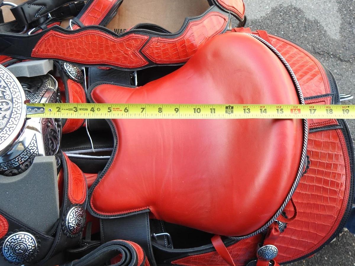 Alpha Cimarron Red Saddle Show Saddle FANCY Red/Black