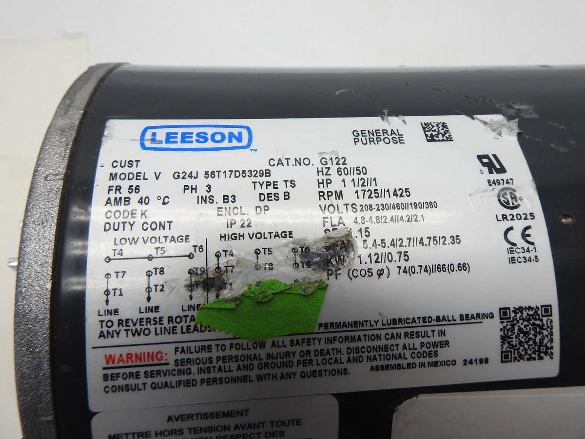 Leeson G122 56 Frame Open Drip Proof 56T17D5329 Belt Drive Motor BULK NEW