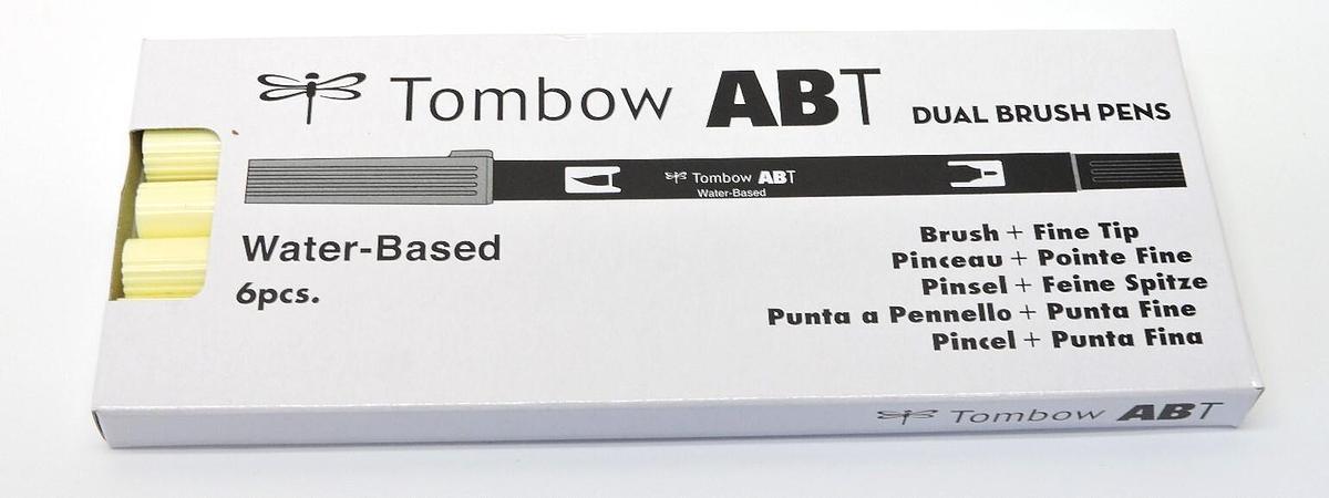 (Lot of 6) - Tombow 56510 Dual Brush Pen Art Marker, ABT 090 Baby Yellow - NEW!