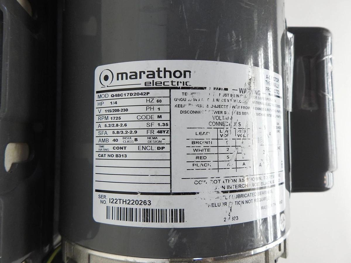 Marathon Motors B313 Fan Blower Motor 48C17D2042 1/4Hp 115/230V 1725Rpm
