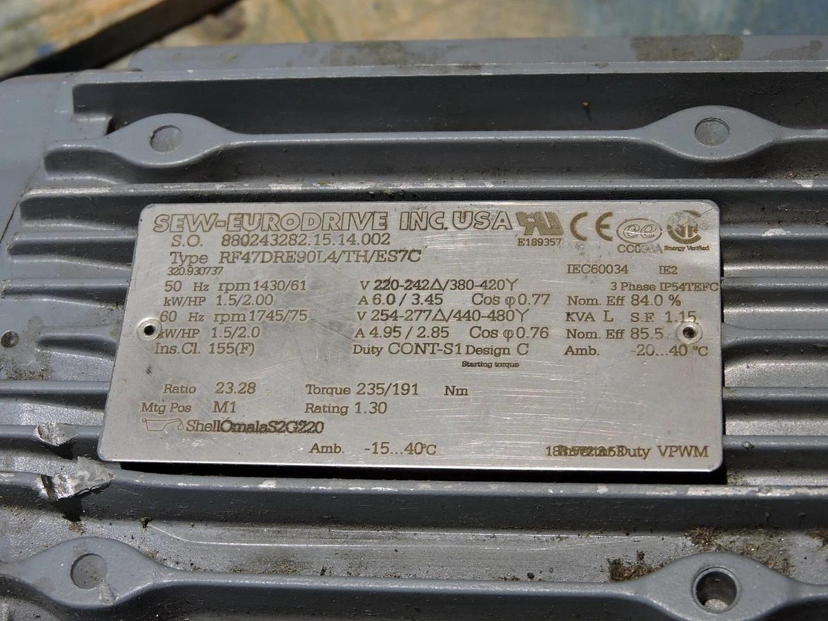 SEW Eurodrive RF47DRE90L4/TH/ES7C (RATIO: 23.28) Gear Motor - NEW SURPLUS