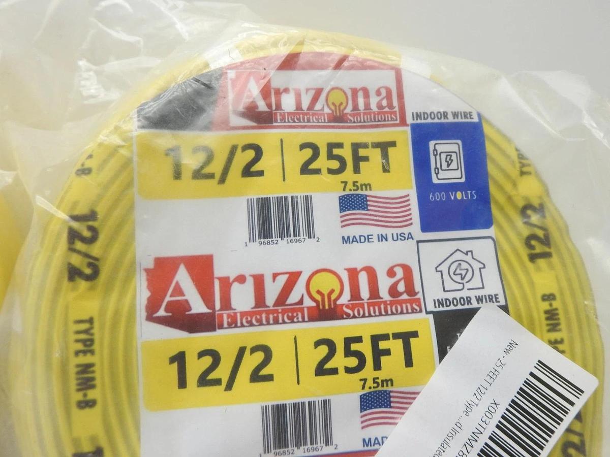 2pk - Arizona 12/2 Type NM-B Copper #12 AWG Ground Insulated Jacket Yellow