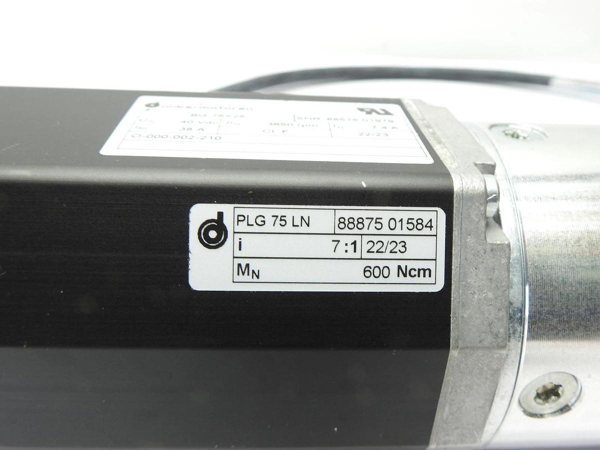 Dunkermotoren BG 75x25 (3650 rpm, 40 Vdc, 38 A, PLG 75 LN 88875 01584 Motor NEW!
