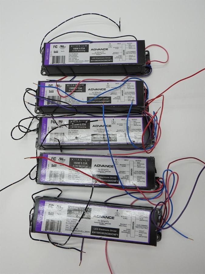 Lot of 5 - XH150C053V280CNF1 Advance Xitanium LED Driver - 150W 530mA 347-480V