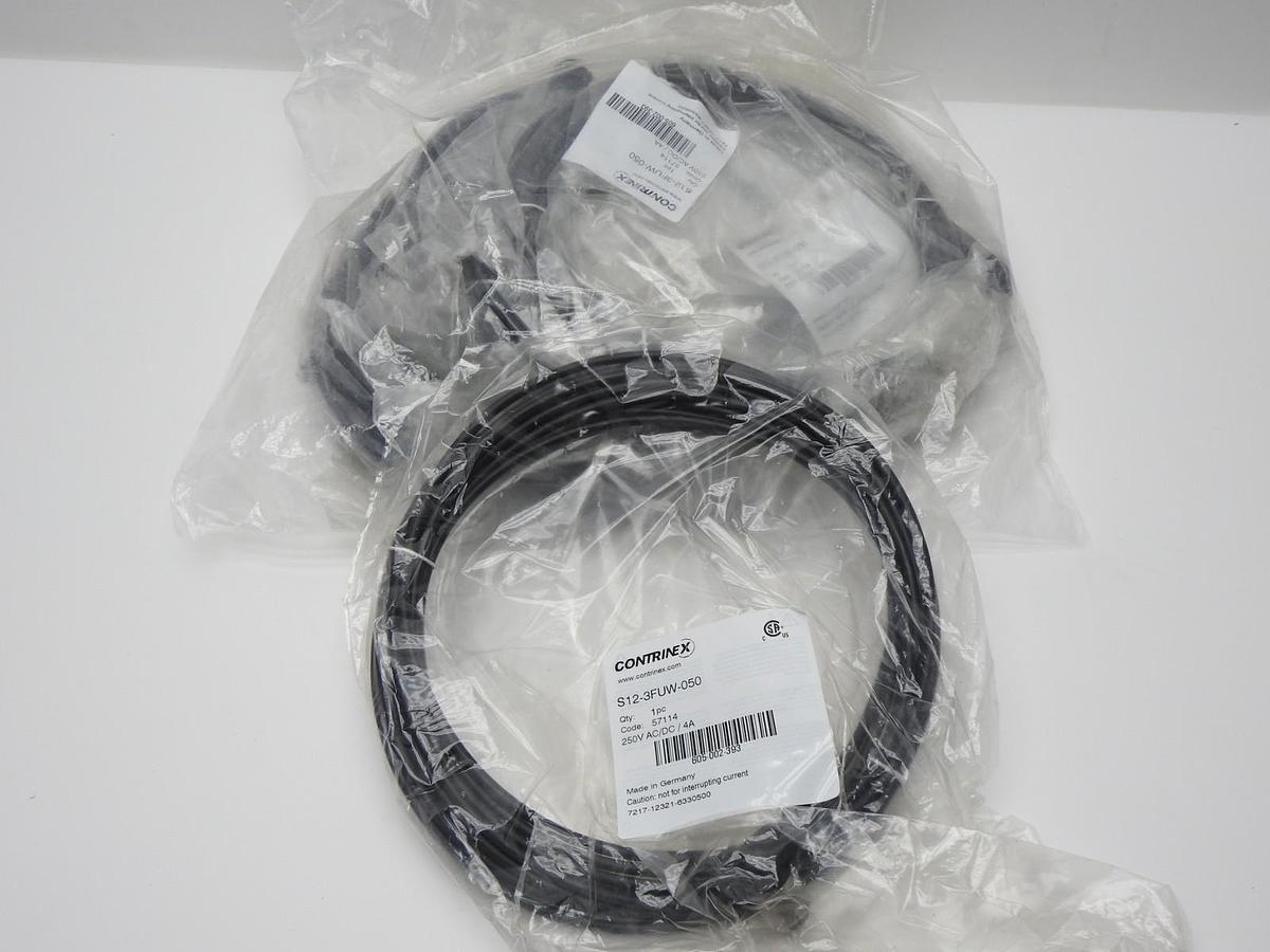 Lot of 10 - Contrinex S12-3FUW-050 Sensor Connection 3-Pole, Right Angle, PUR 5M