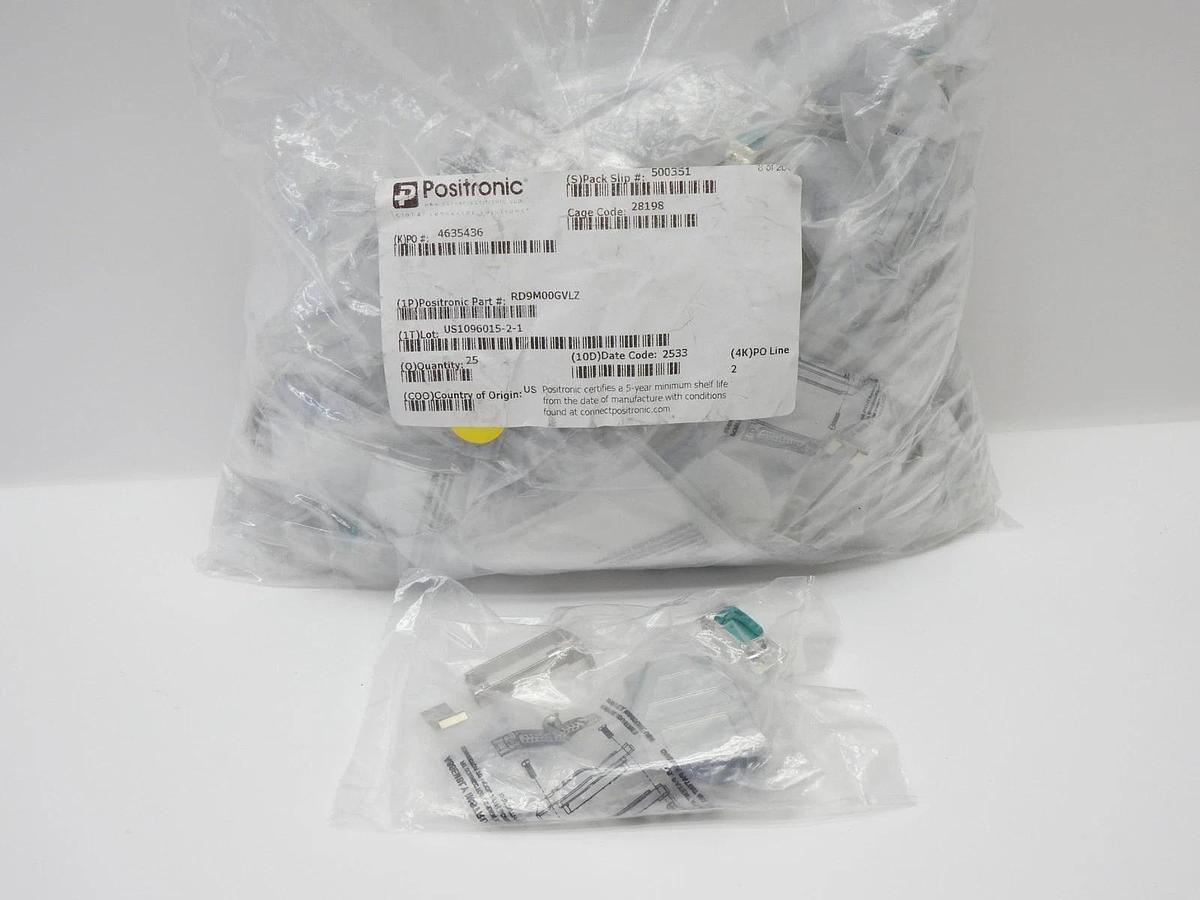 Lot of 25 - Amphenol Positronic RD9M00GVLZ 9-Pin D-Sub Plug Housing IP67 Rated