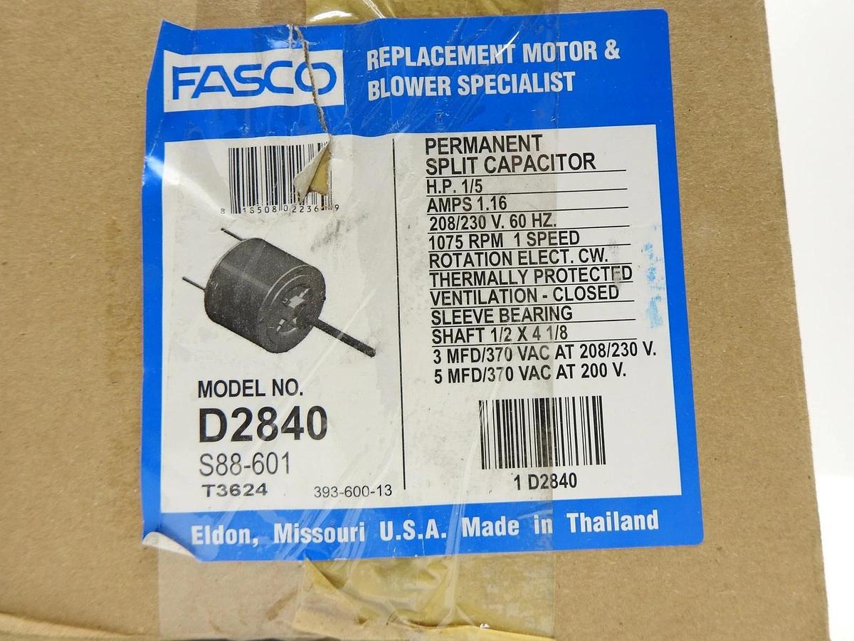 Fasco D2840 5.6" 1/5 Horse Power Condenser Fan Motor S88-601 - NOB NEW!