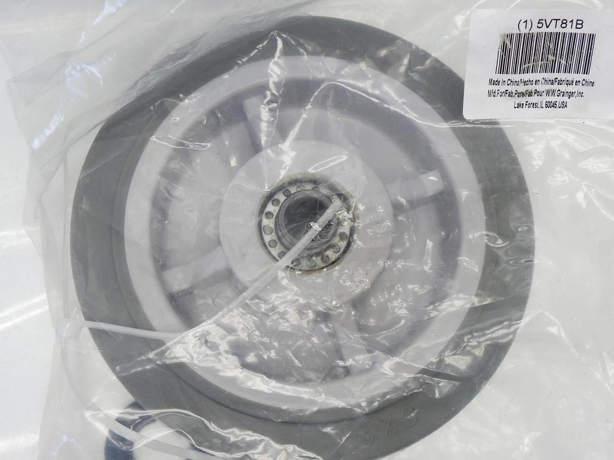 Caster Wheel 6 in Dia., 2 in Wheel Wd, Rubber, 600 lb Load 5VT81, XS0620112 NEW