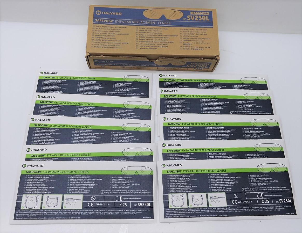 Halyard SV250L Safeview Eyewear Replacement Lenses - (25 Boxes of 10, 250 Total)