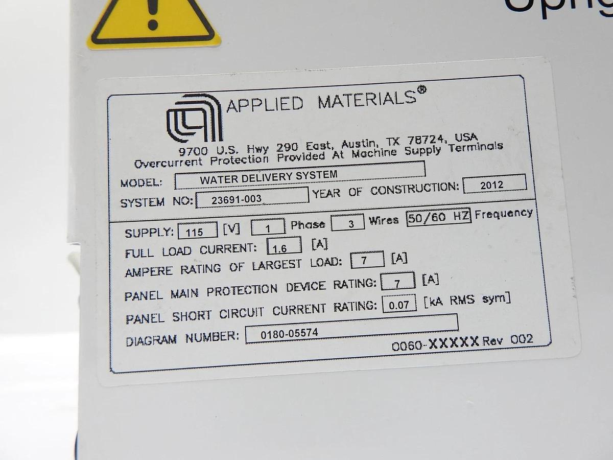 AMAT 0180-05574 Applied Materials Water Delivery System 115 V, 1Ph, 3 Wire