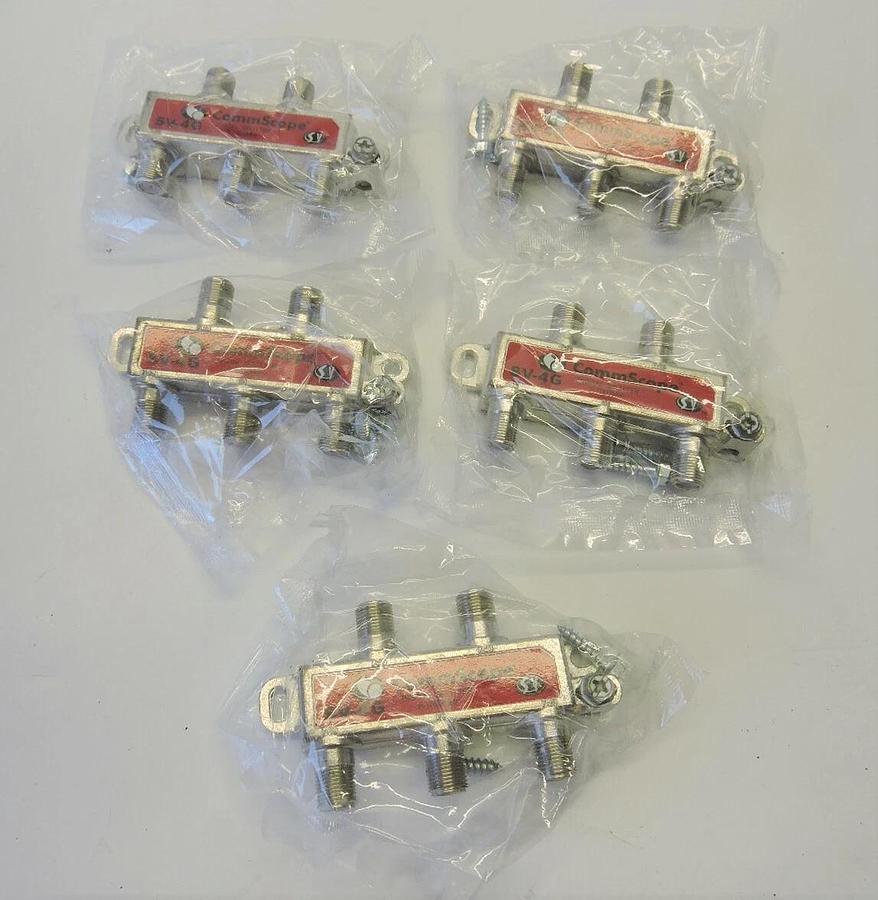 (5 Pack) CommScope SV-4G Digital Cable 4 Way Splitter SVI 5-1002 MHz Coax 4-Way