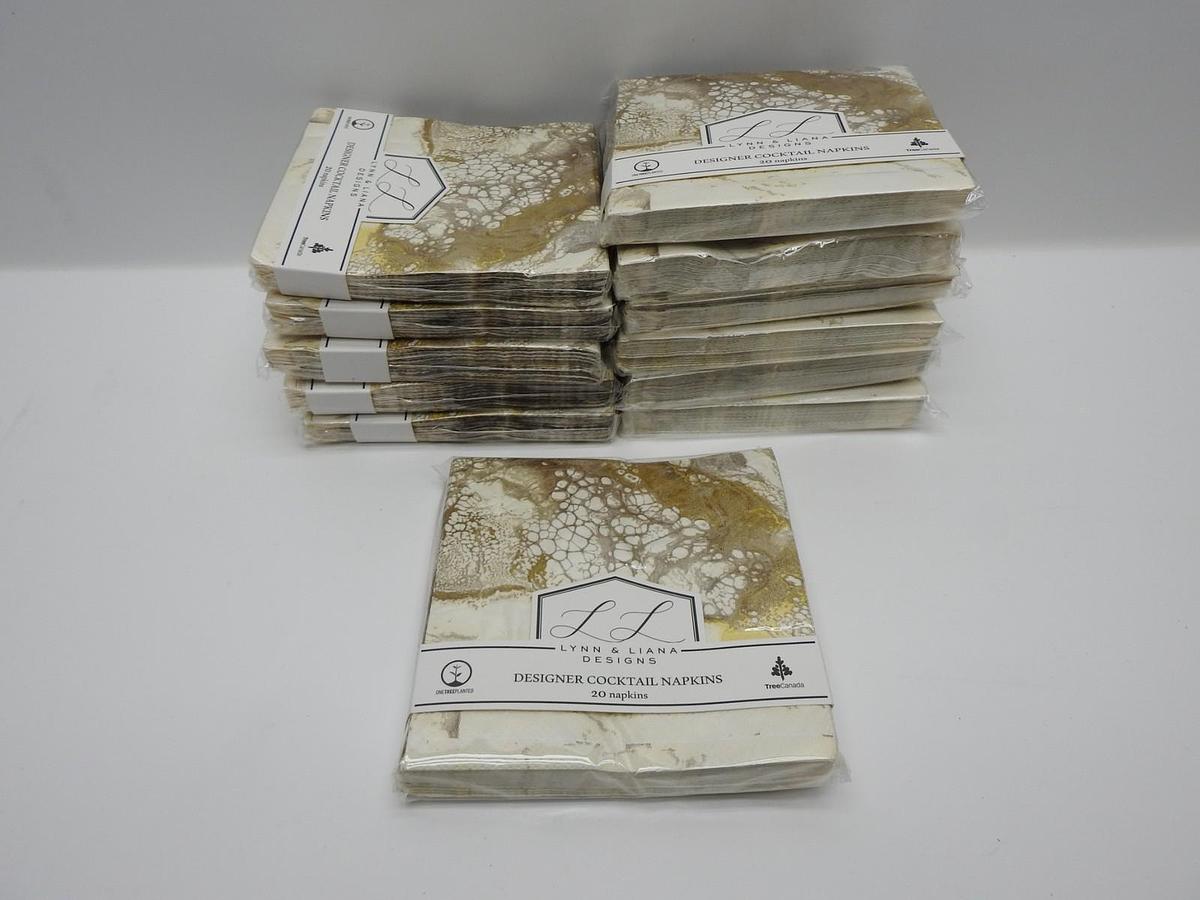 Lynn & Liana Designs Cocktail Napkins (x12 packs of 20 Napkins/Pack) Gold Quartz
