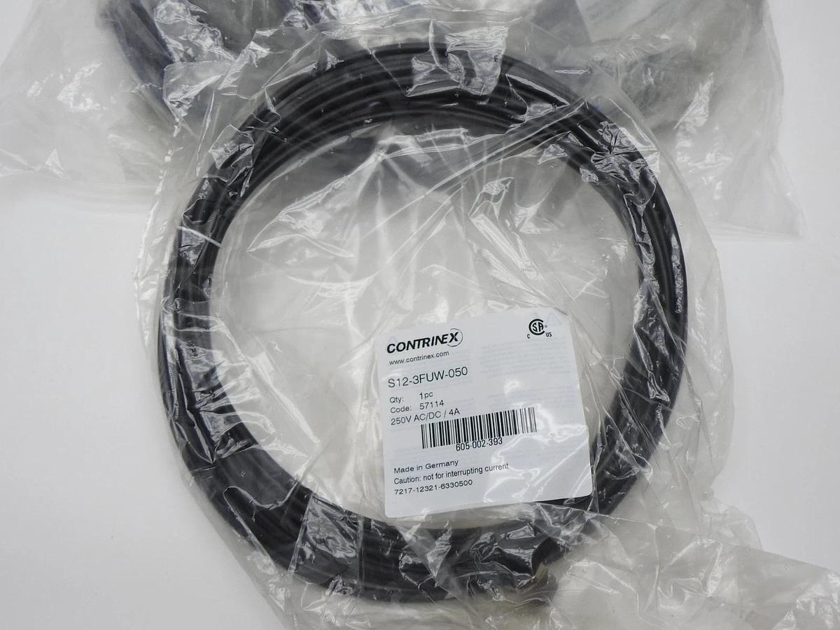 Lot of 10 - Contrinex S12-3FUW-050 Sensor Connection 3-Pole, Right Angle, PUR 5M