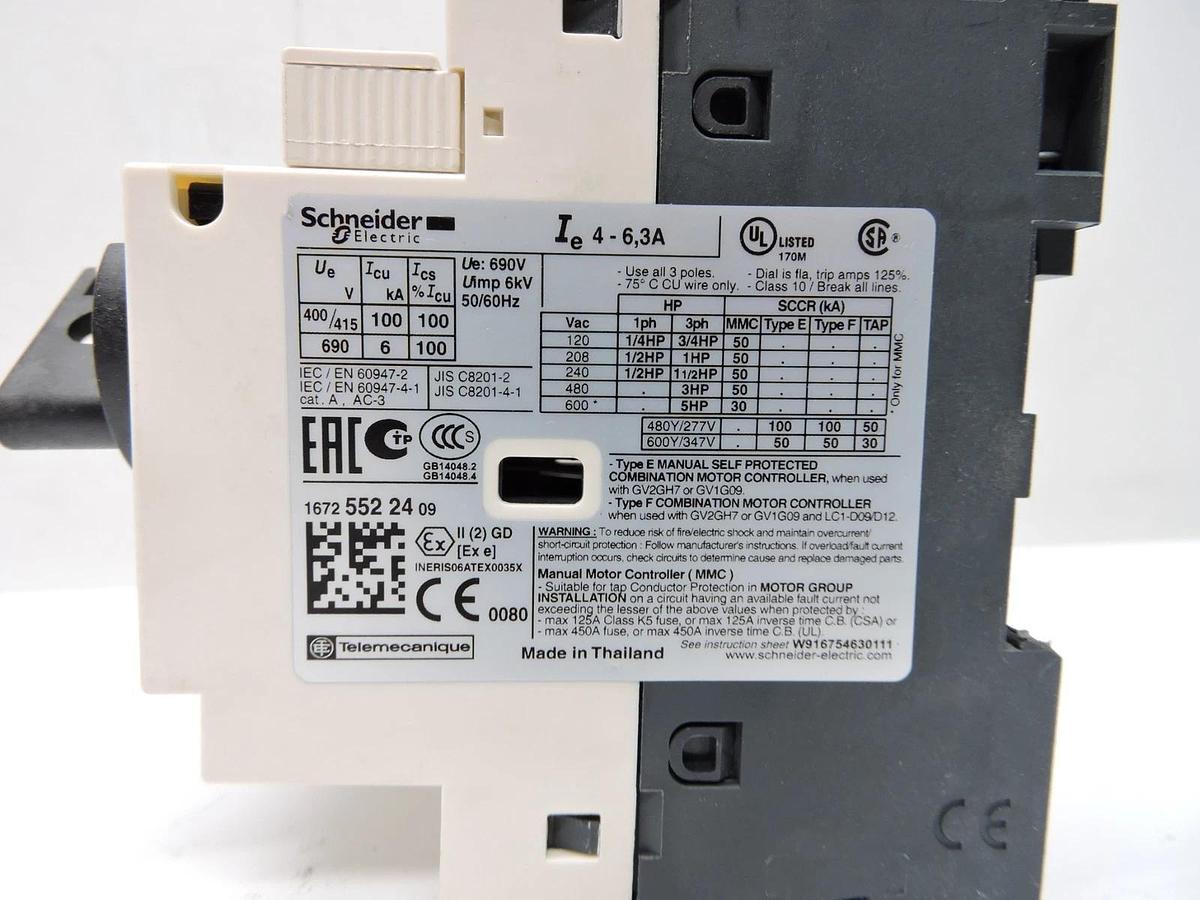 Schneider EGV2-P10H7 4-6.3A Circuit Breaker Motor Starter 3-Pole - NOB NEW!