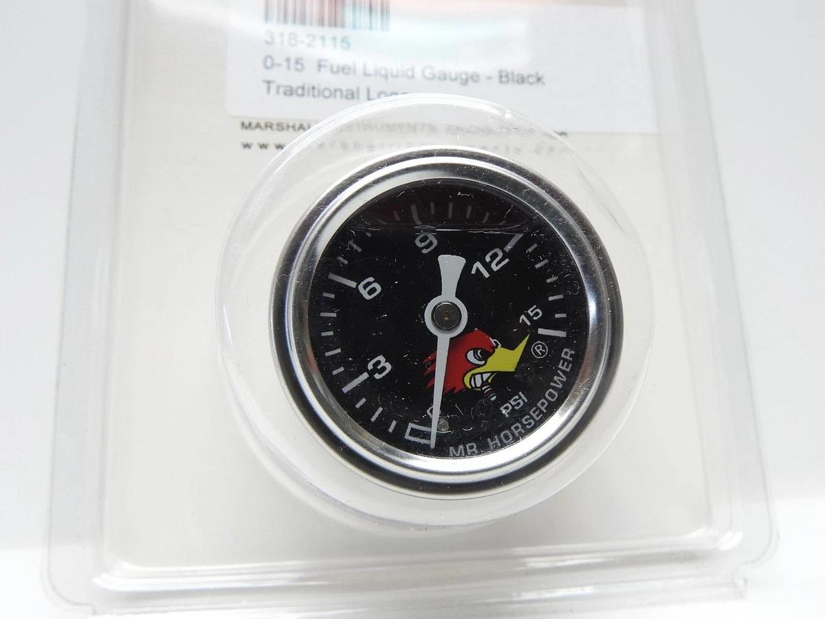 Clay Smith Cams 318-2115 Mr. Horsepower Black Fuel Pressure Gauge 0-15 PSI