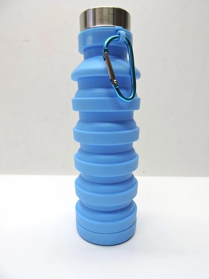 (Lot of 58) Blue Collapsible Water Bottle Silicone Foldable 550ml, 18.50 oz