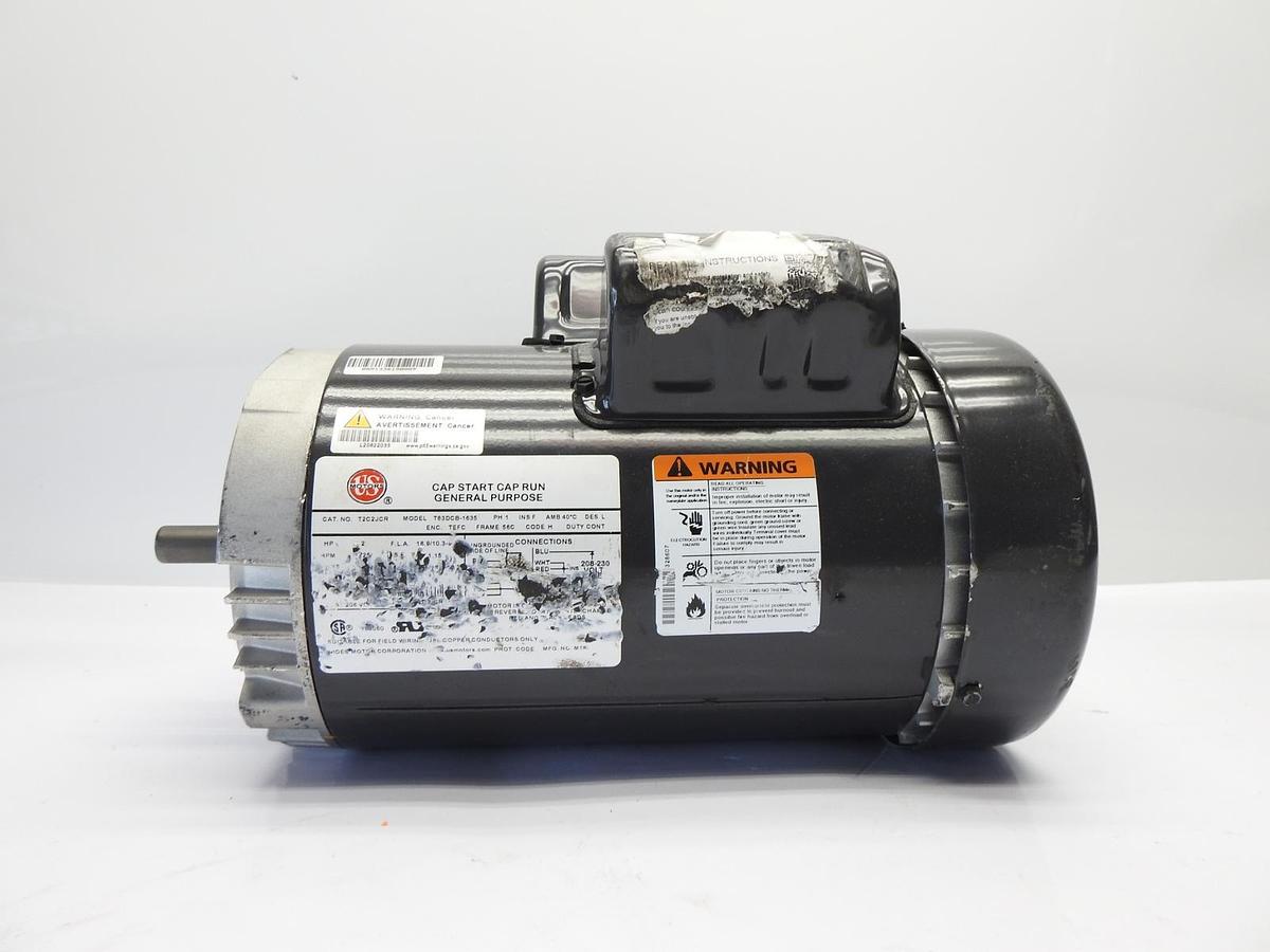 U.S. Motors T2C2JCR Capacitor-Start 2 HP General Purpose Motor 115/208-230V