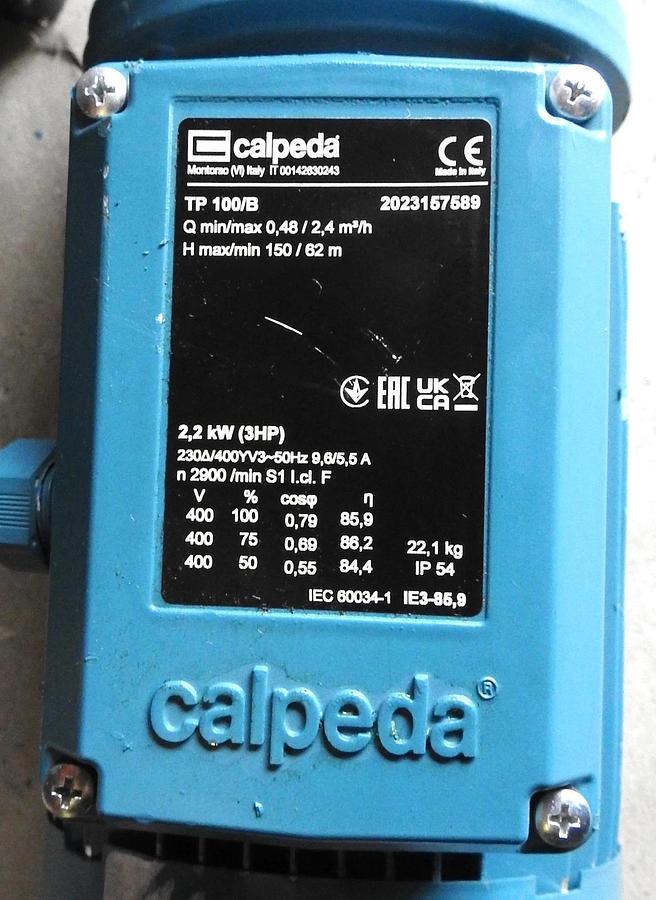Calpeda TP 100/B 2.2 kW (3HP) - NEW READ
