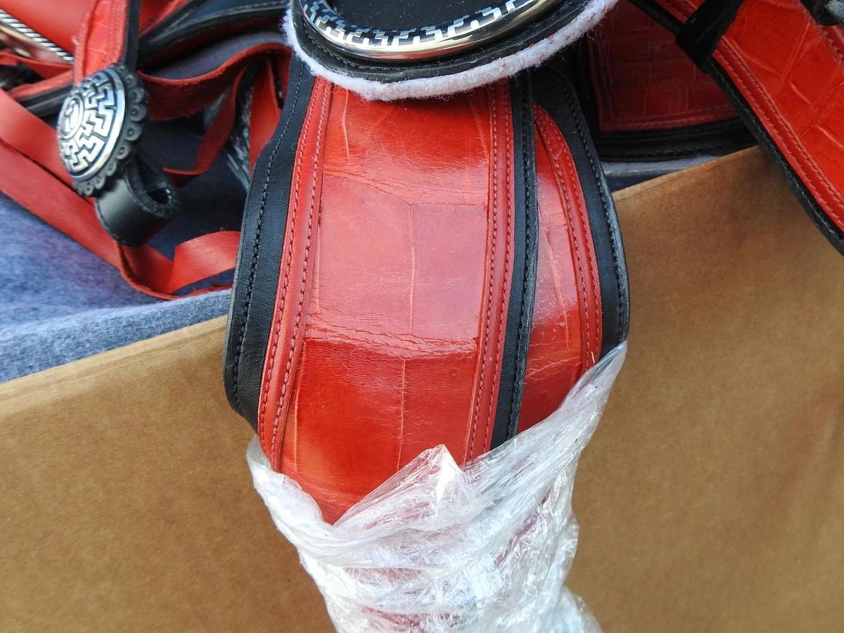 Alpha Cimarron Red Saddle Show Saddle FANCY Red/Black