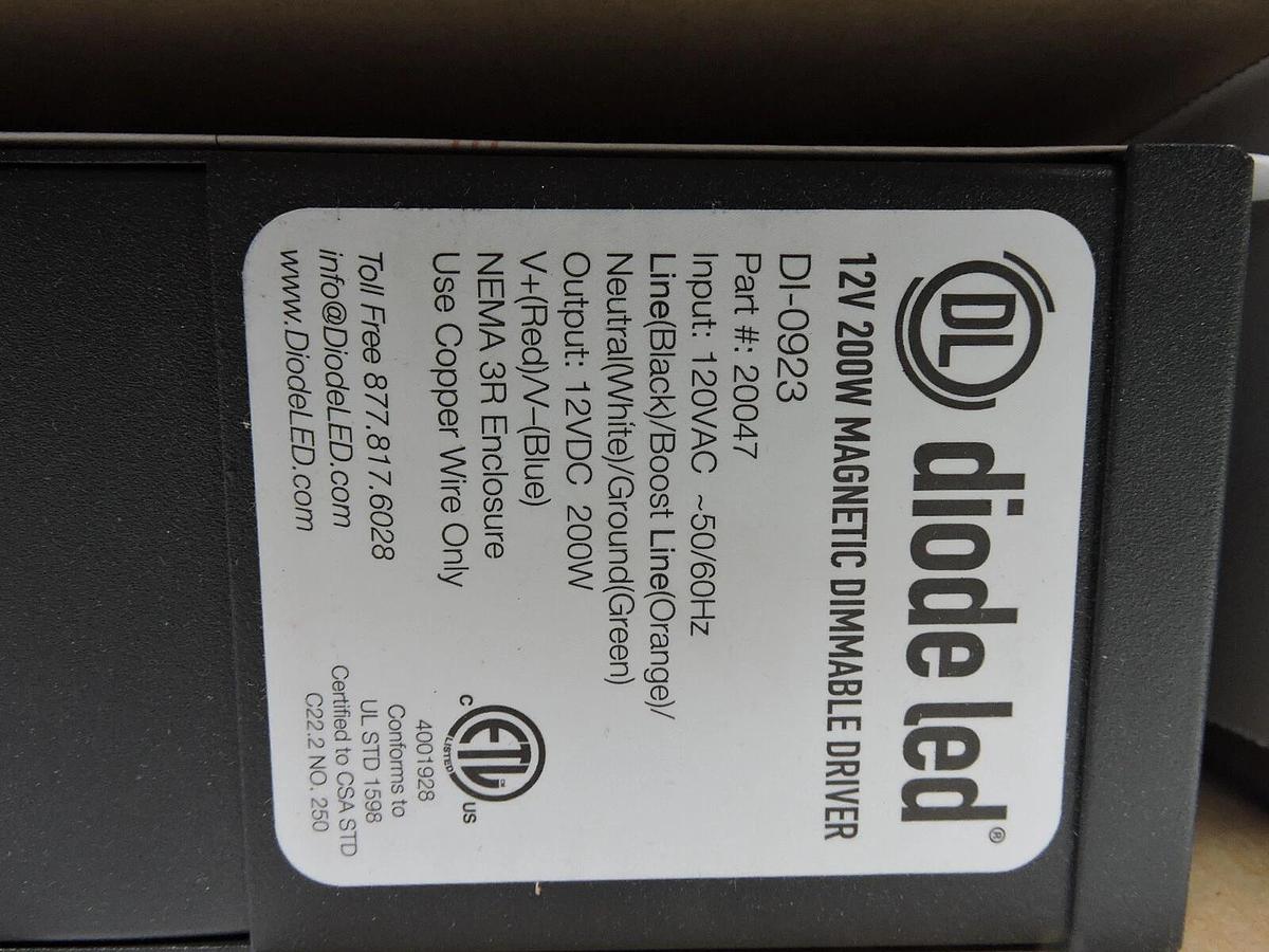 Diode LED 12V DC Magnetic Dimmable Driver 200W - NEW - 12V 200W