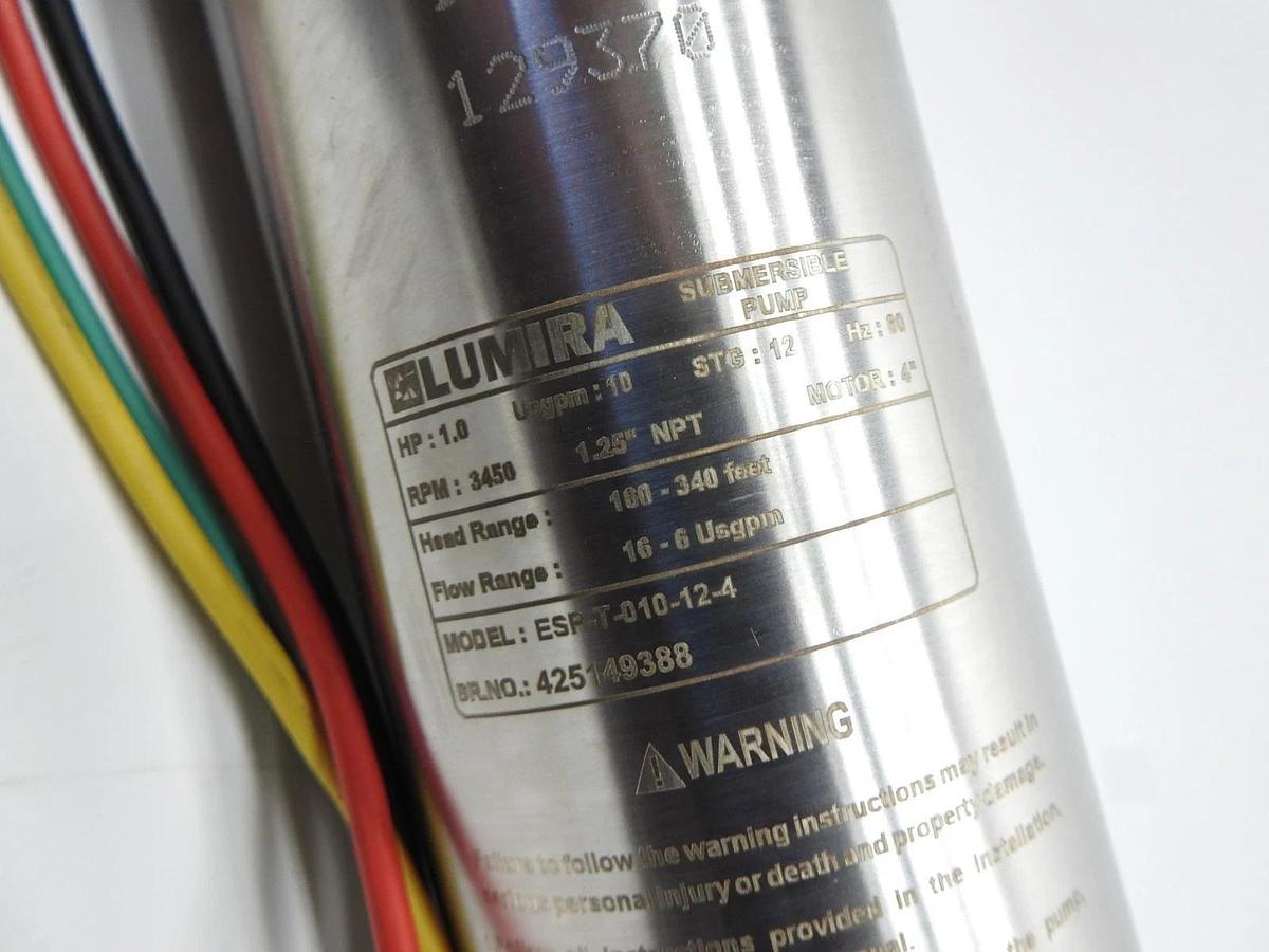 Lumira 4" Submersible Pump + Motor + Control Box 1HP, 10GPM / 12, 1PH - NOB NEW!