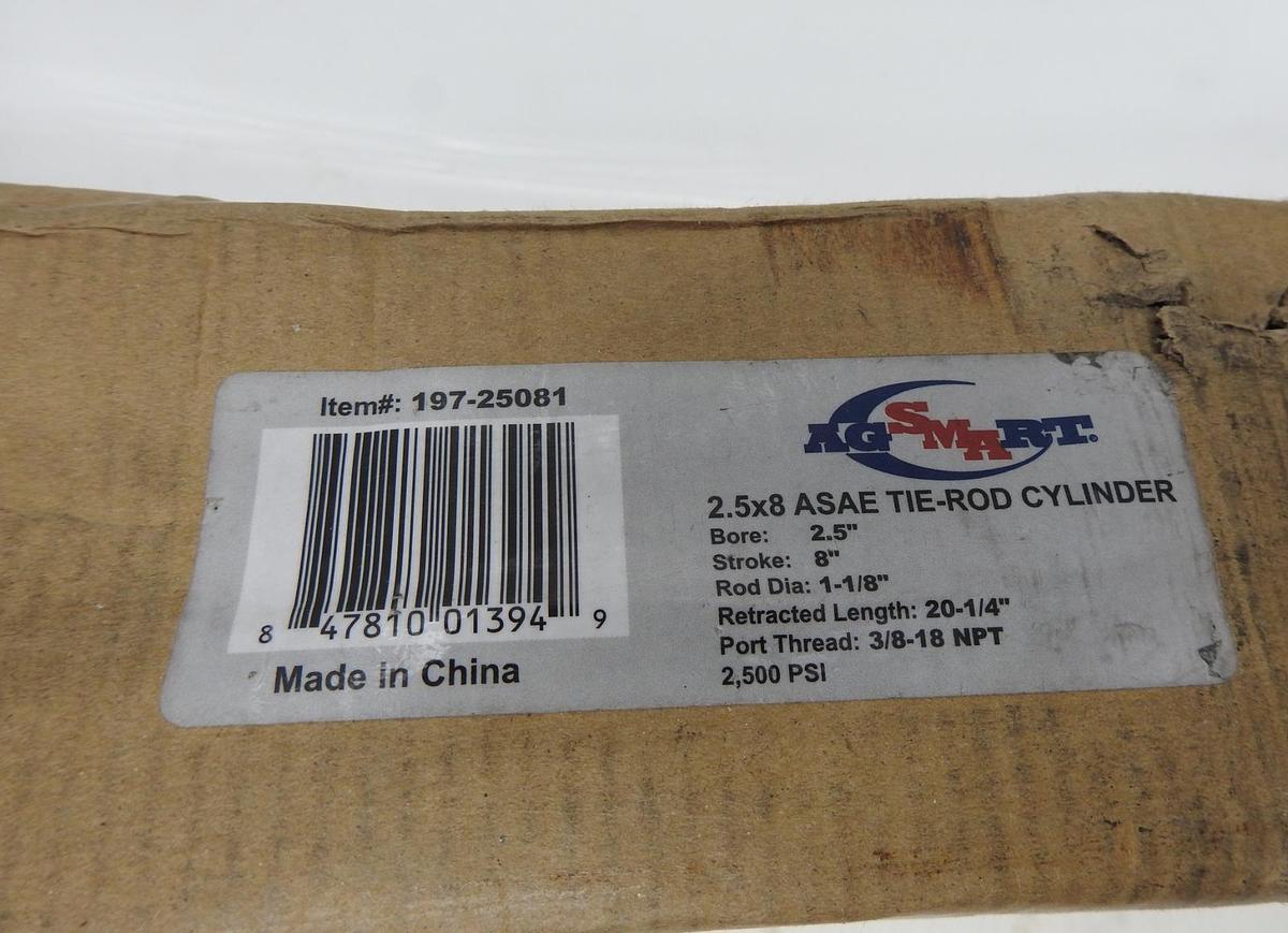 AgSmart 197-25081, 2.5" Bore x 8" Stroke, Hydraulic Cylinder - NOB NEW!
