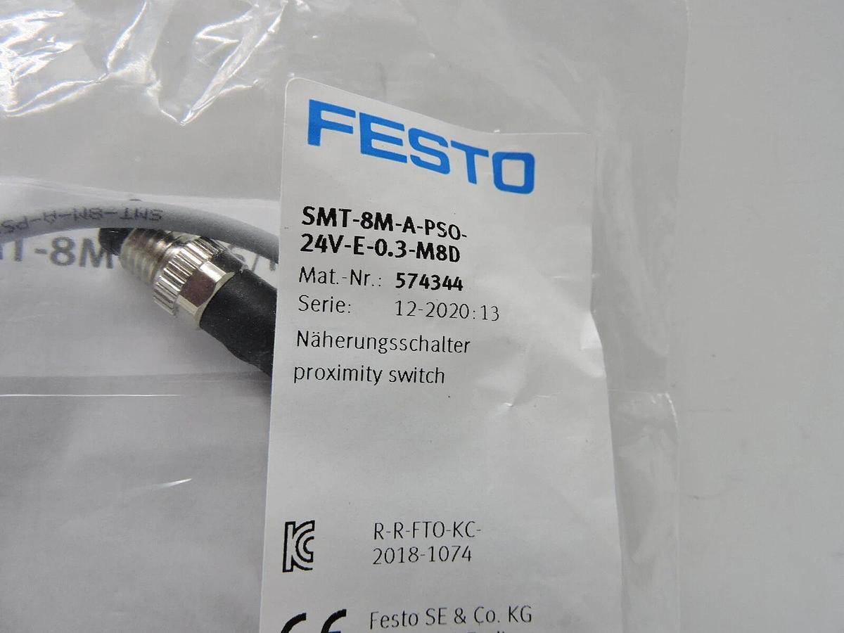 NEW! FESTO 574344 SMT-8M-A-PSO-24V-E-0.3-M8D SMT8MAPSO24VE03M8D